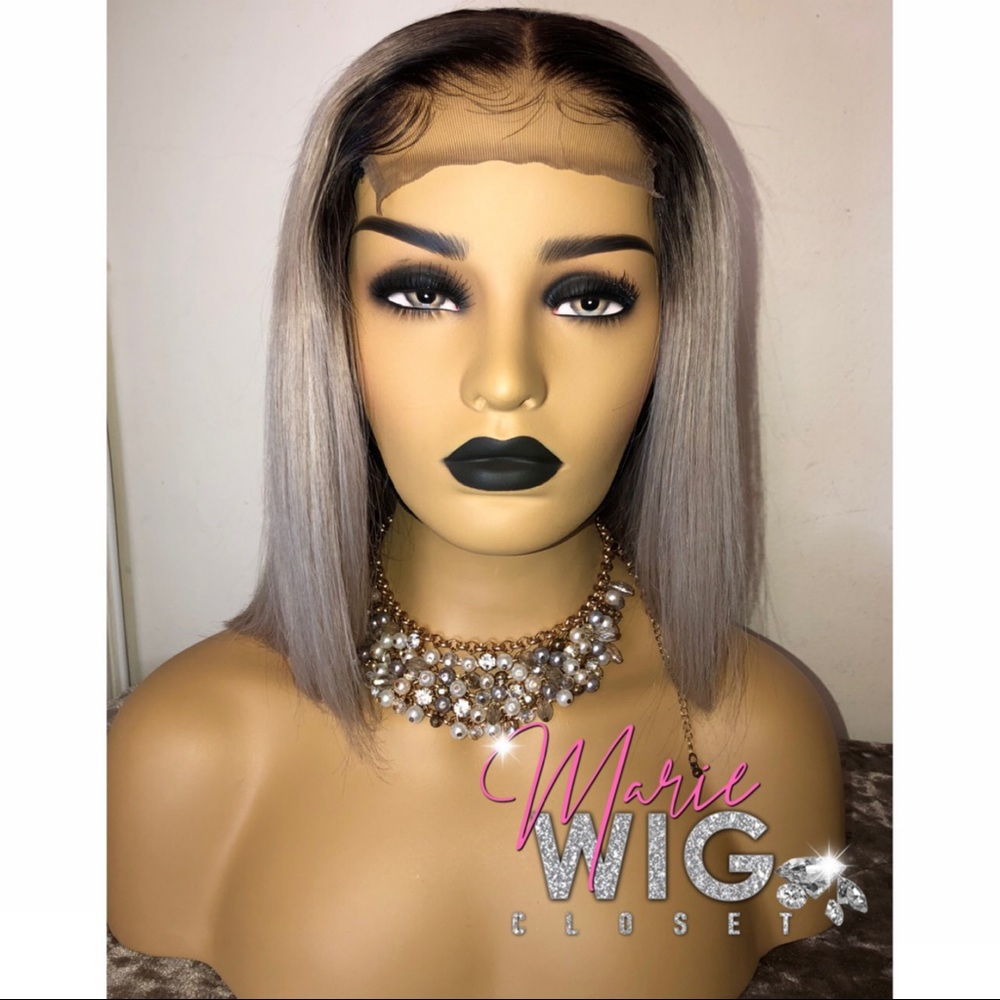 🛑SOLD🛑 12” 4x4 Custom Make Wig T1B/Silver - Picture 5 of 6